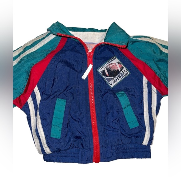 Vintage 90s W.T. Outerwear 12 Months Toddler Football Track Jacket Windbreaker - Picture 5 of 8